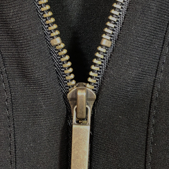 Black Tunic Top with Cheetah Print Sleeve Popover Zipper Accent M Retro Mob Wife - Picture 6 of 8